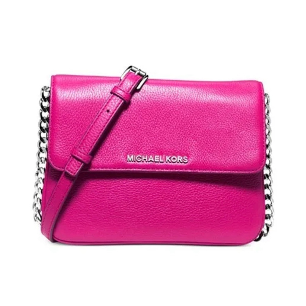 Michael Kors Bedford Jet Set Hot Pink Convertible Clutch Crossbody Purse - Picture 4 of 13